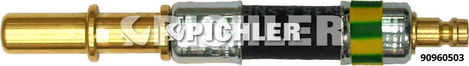 Tiesus kištukas Ø11,80 mm (gelsvai žalias) su žarnele ir DN5 kištuku (90960503, PICHLER)