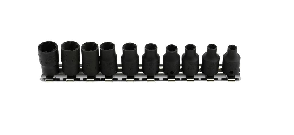 Veržlių išsukiklių Nut-Twister komplektas, 10 dalių, 4-10 mm, pavara 1/4 col. (9130050, PICHLER)