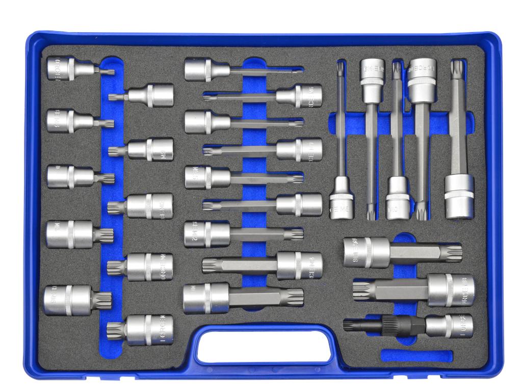 1/2 in. Drive Multi-Spline (XZN) Bit Socket Set, 27 Pieces, M5–M18, 55/100/140 mm (98844285, PICHLER)
