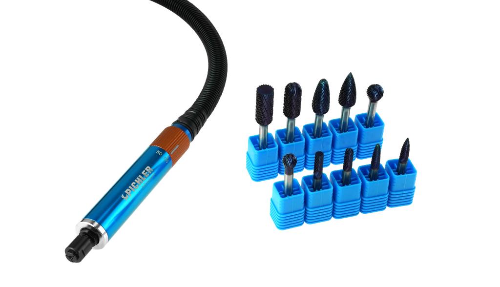 Air micro die grinder 30,000 rpm with carbide burr set (99705622, PICHLER)