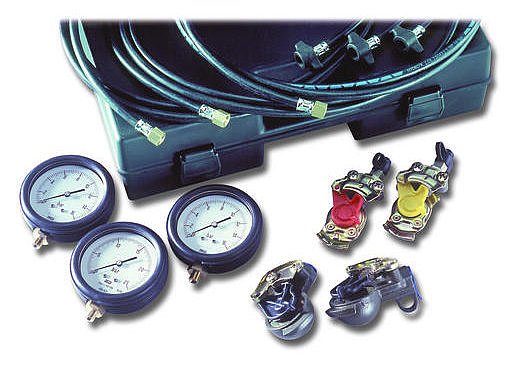 Brake pressure tester for pneumatic brake systems (trucks), 3 pressure gauges (100102, LEITENBERGER)