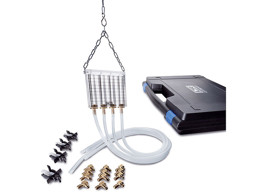 Common Rail return flow measuring device with scale for 4 injectors, CR 04 (042110_1, LEITENBERGER)