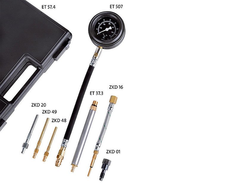 Compression tester for petrol and diesel engines, 0–40 bar, Jaguar and Land Rover (040393_1, LEITENBERGER)