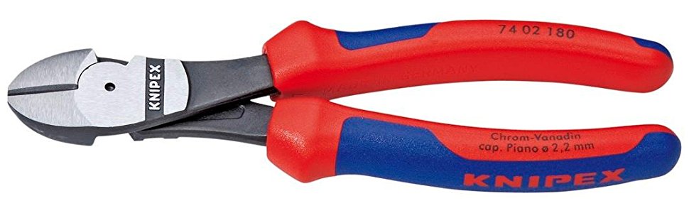 Pastiprinātas sānu griešanas knaibles 180mm (74 02 180, KNIPEX)