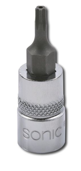 Bit with 1/4 head Torx 5-angle with central hole 37mm long T-45
