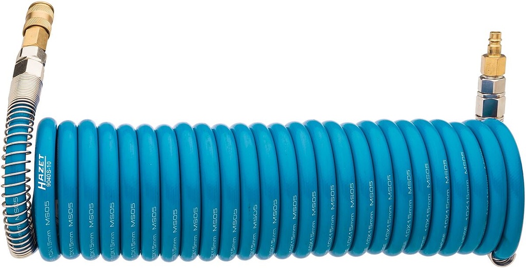 Spirālveida šļūtene ar ātrajiem savienojumiem 7,62 m, iekšējais ⌀ 10 mm (9040S-10, HAZET)