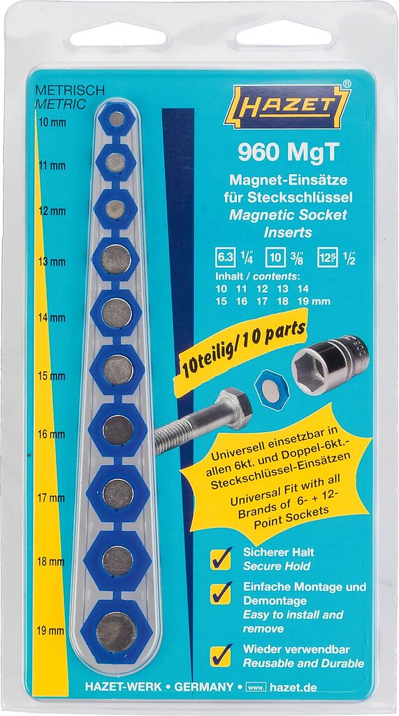Magnetinių laikiklių komplektas 10vnt (960MGT, HAZET)