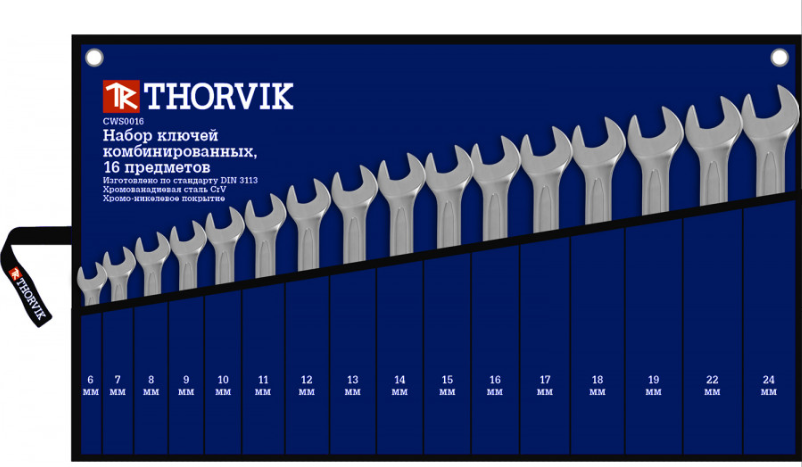 Kombinuotų raktų kompl. 6-24 mm, 16 vnt. (CWS0016, THORVIK)