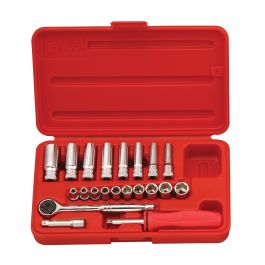1/4" socket set in plastic box (21 pcs) (GS-221M, GENIUS)
