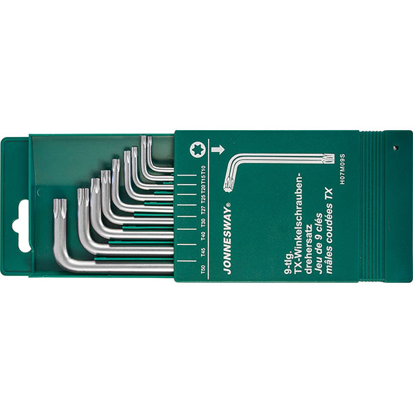 Zvaigznes (TORX) atslēgu komplekts 9 gab., S2, hromēts (H07M09S, JONNESWAY)