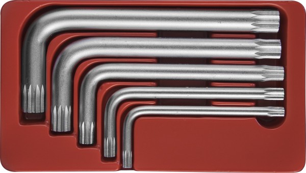 Daugiabriaunių (SPLINE) raktų rinkinys 5 vnt., CR-V, chromuotas (H15M105S, JONNESWAY)
