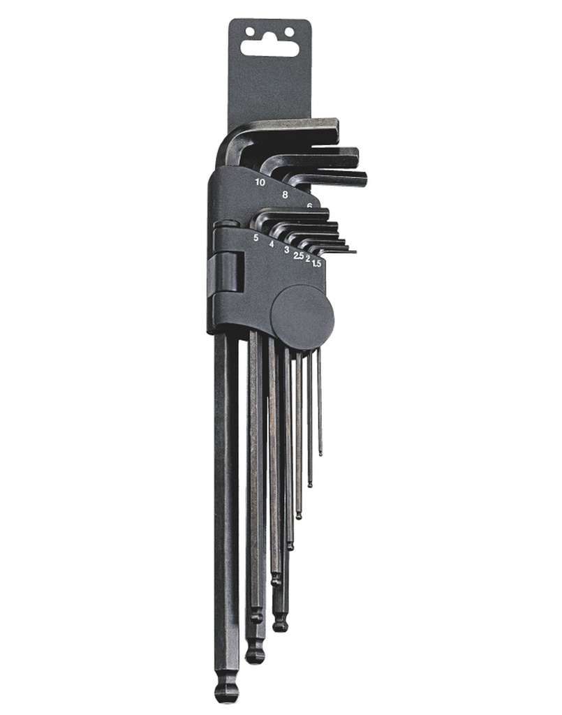 Angled ball-end hex key set 9pcs (HK-009MB, GENIUS)