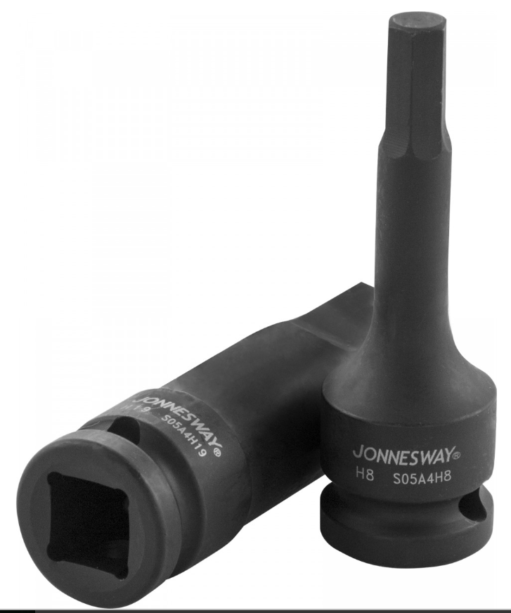 Smūginė galvutė su šešiabriauniu (HEX) antgaliu 1/2", dydis: H9, L: 78 mm (S05A4H9, JONNESWAY)