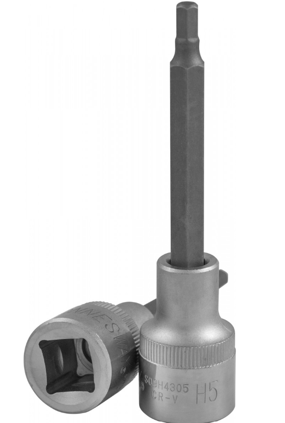 1/2"DR. HEX BIT SOCKET SIZE: H5, L: 100 MM (S09H4305, JONNESWAY)