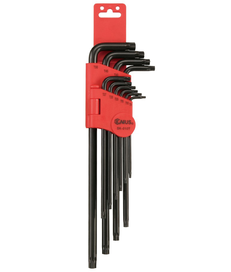 Lenktų TORX su centrine skyle komplektas 10vnt (SK-010T, GENIUS)