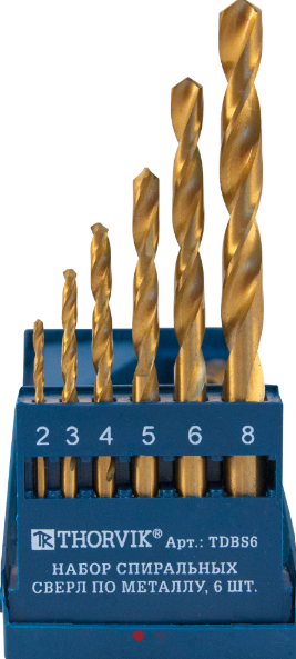 Metalo grąžtų rinkinys HSS TiN, 6 vnt. (TDBS6, THORVIK)