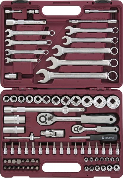 Įrankių komplektas 1/4"+1/2" DR, 82 vnt (UTS0082/12, THORVIK)