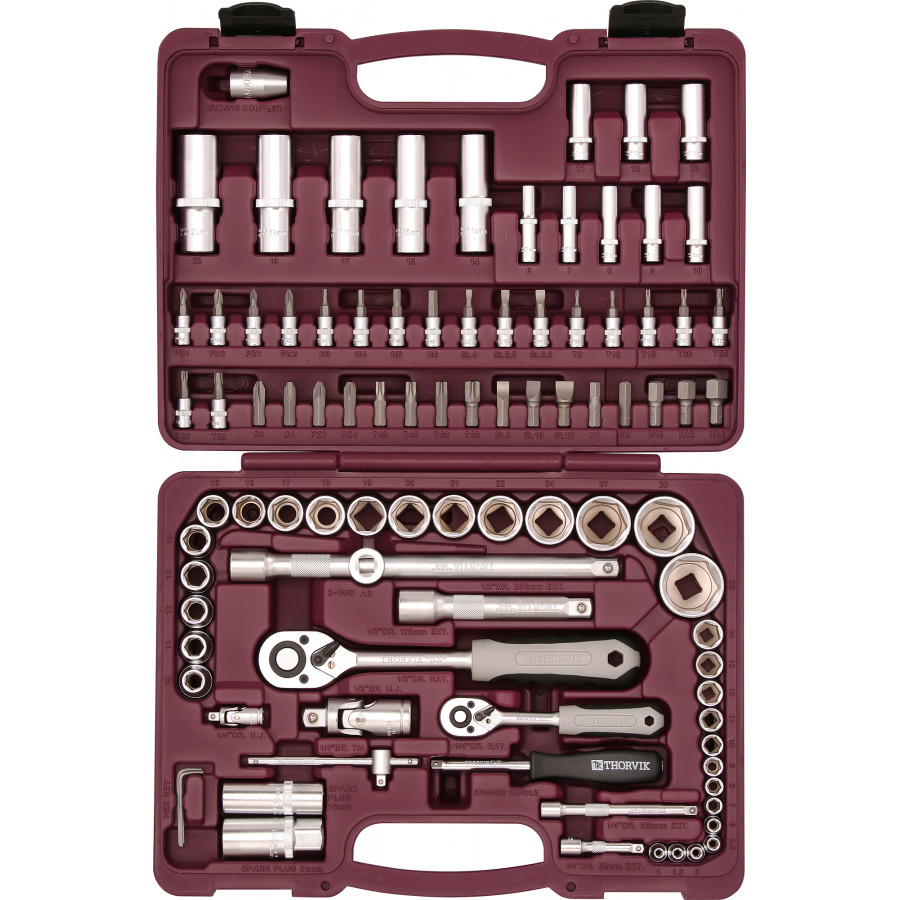 [UTS0094] Įrankių komplektas 1/4" 1/2" DR, 94 vnt., UTS0094, THORVIK