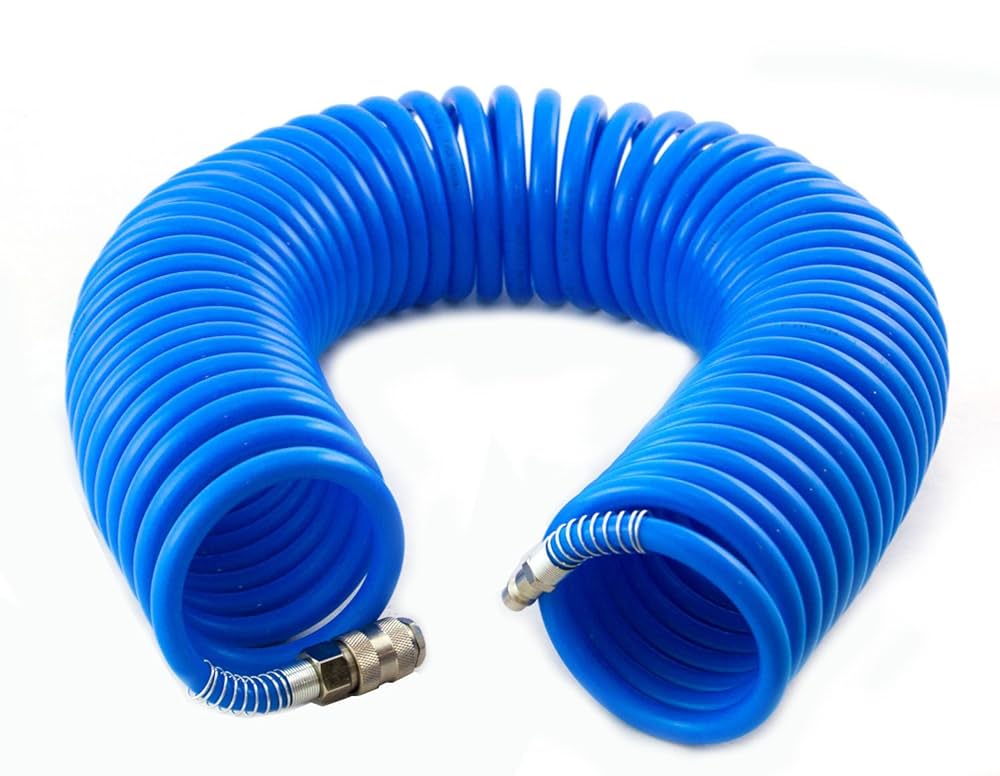 Spiral pneumatic hose with couplings 12x8 mm 15 m (WS-15, HUZAIR)