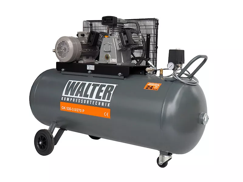 Piston compressor GK 530, 440 l/min, 3 kW, 270 L (GK 530_270, WALTER)