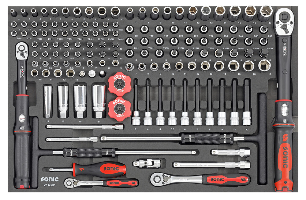 Muciņu komplekts 1/4" un 3/8", 143 gab., SONIC (214301, SONIC)