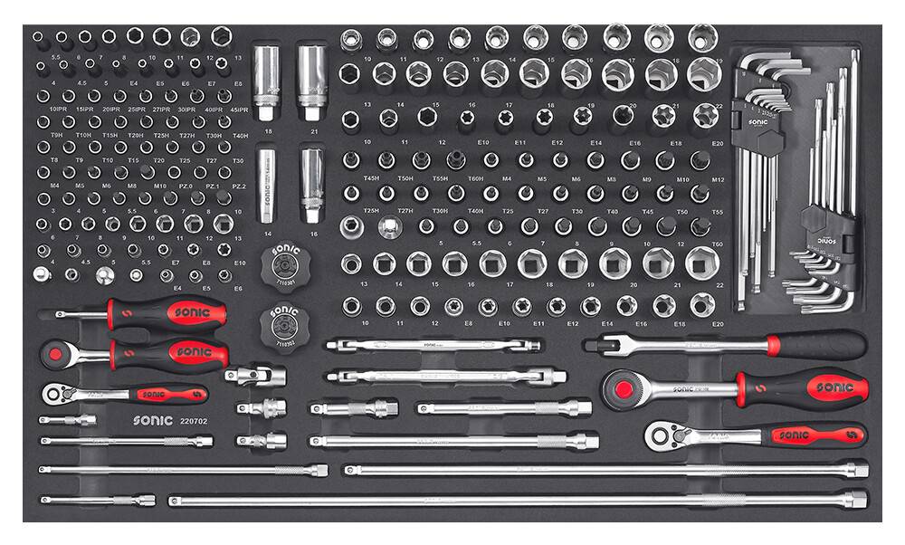 EJumbo 1/4" ir 3/4" kombinuotas įrankių komplektas, 207 vnt., Sonic Equipment (220702, SONIC)