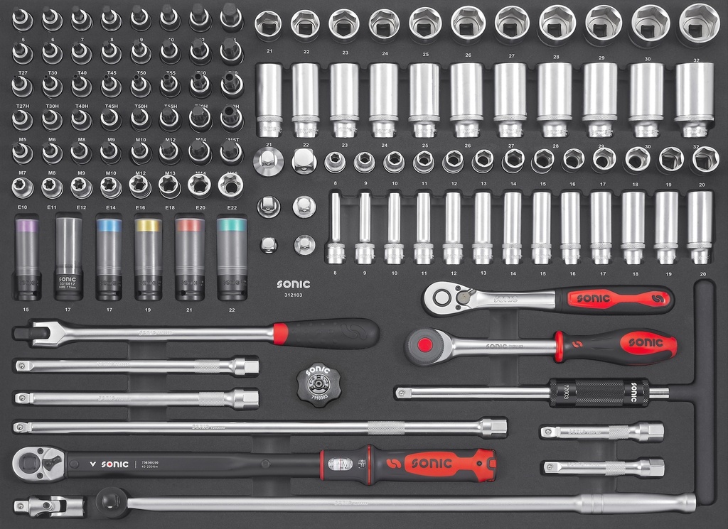 Combination socket set 1/2" SFS-XL, 121 pcs (312103, SONIC)