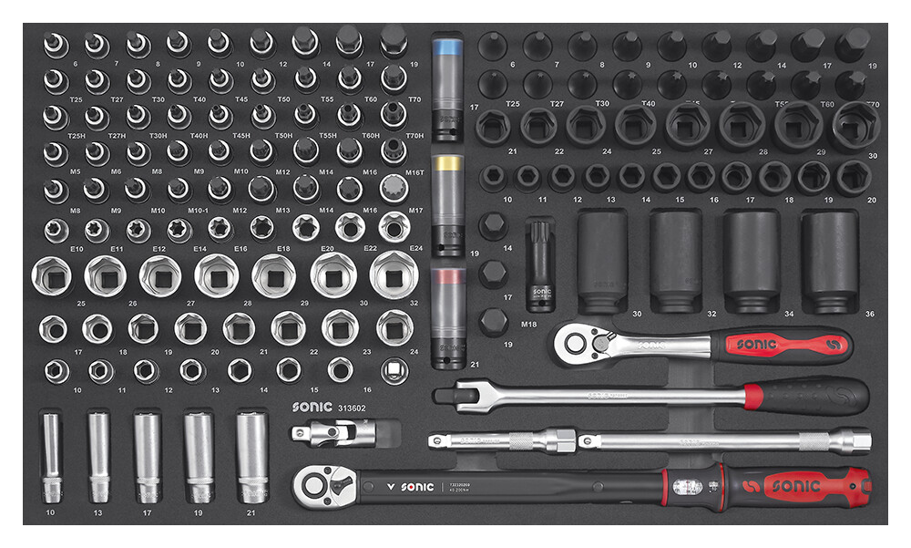 Kombinētais galvu komplekts 1/2" SFS-L, 136 gab., Sonic Equipment (313602, SONIC)