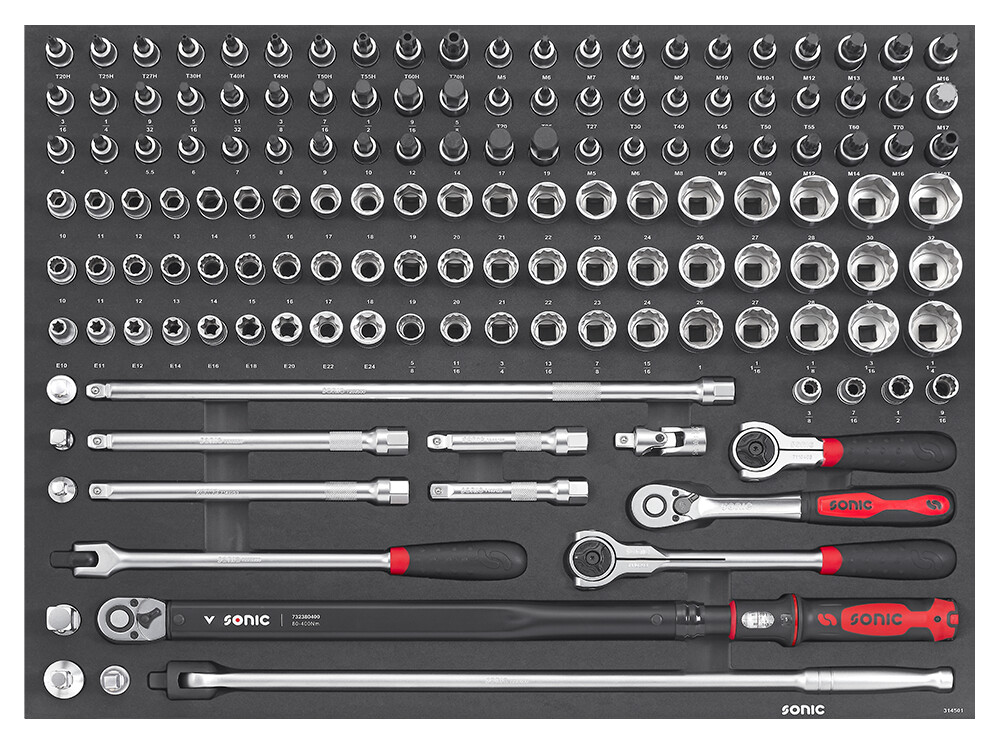 Combination socket set 1/2" SFS-XL, 145 pcs (314501, SONIC)
