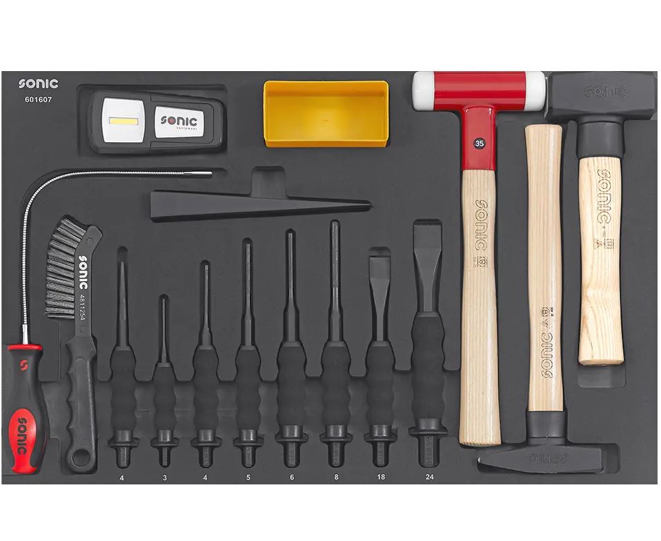 Plaktukų ir kaltų komplektas į vežimėlius, 16vnt., 601607, SONIC EQUIPMENT 