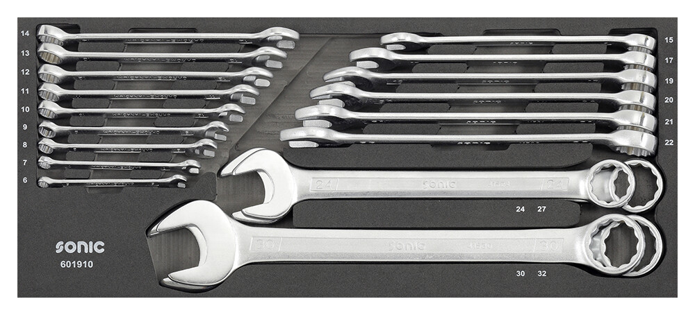 Combination socket set 1/4" and 3/8" SFS-XS, 19 pcs (601910, SONIC)