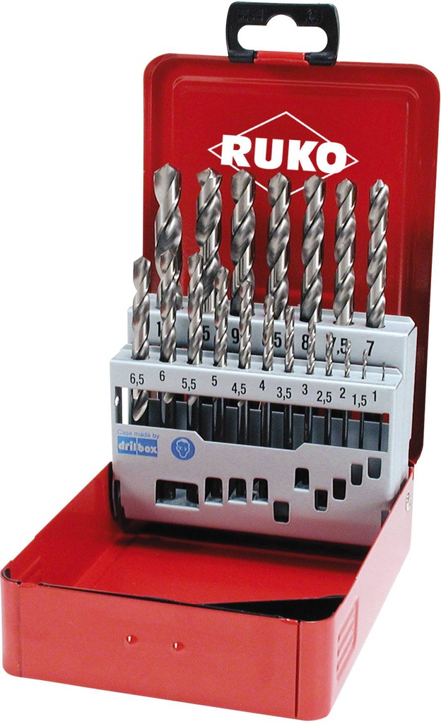Grąžtų rinkinys metalui, HSS, metalinėje dėžėje (19 vnt.) (214214)