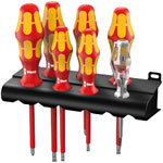 Insulated (VDE) electrician screwdriver set, Wera Kraftform 160i/165i, 7 pcs with rack (05006148001, WERA)