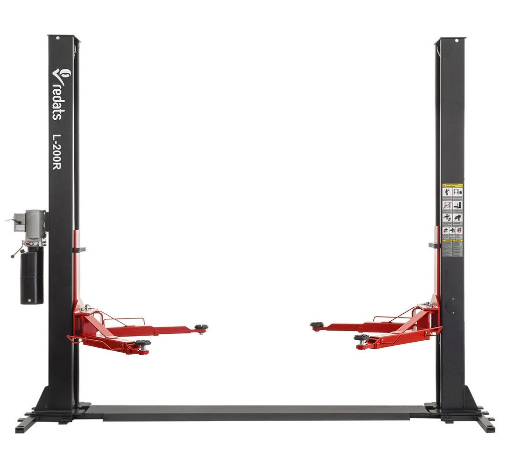 Two post vehicle lift REDATS L-200 R with reinforcing frame, 4 t, semi-automatic, 380 V (15-00-92, REDATS)