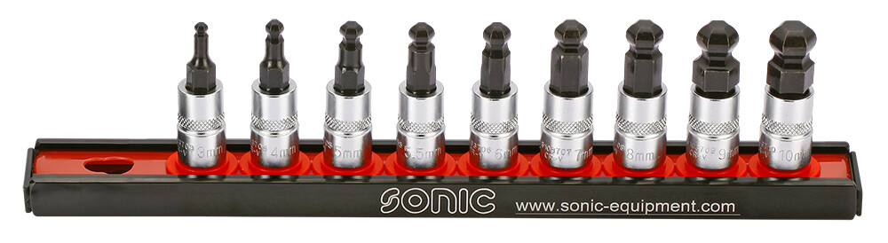 Sonic 1/4" galvučių su šešiabriauniu(HEX) antgaliu rinkinys užapvalintas (9 vnt.) (100903, SONIC)