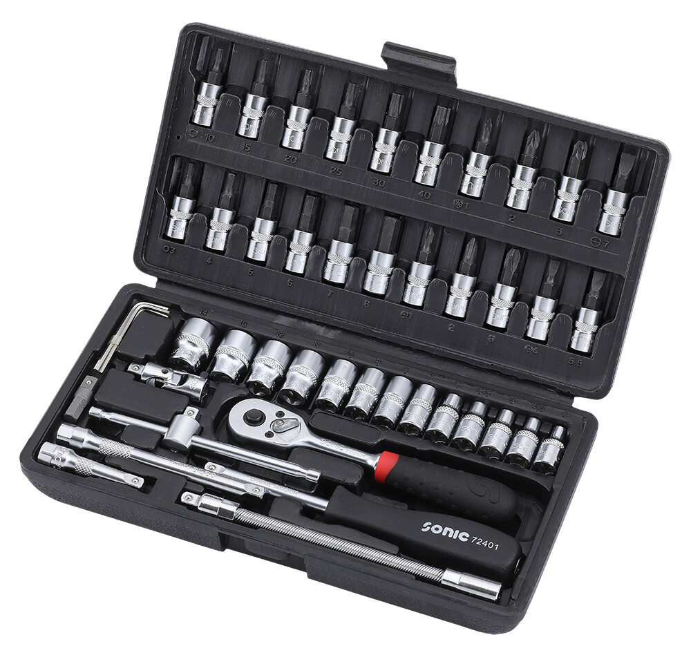 1/4 6pt Socket and Bit Set with Ratchet (46 pcs) (104601, SONIC)