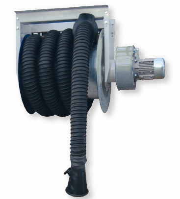 Mechanical exhaust gas rewinding reel with fan and nozzle (APVTC-100-7C, CORAL AUTOMOTIVE EQUIPMENT)