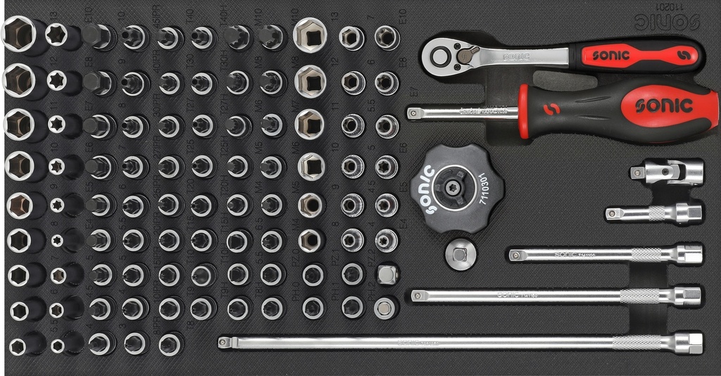 Įrankių komplektas į vežimėlį, 102 vnt., SONIC EQUIPMENT (110201, SONIC)