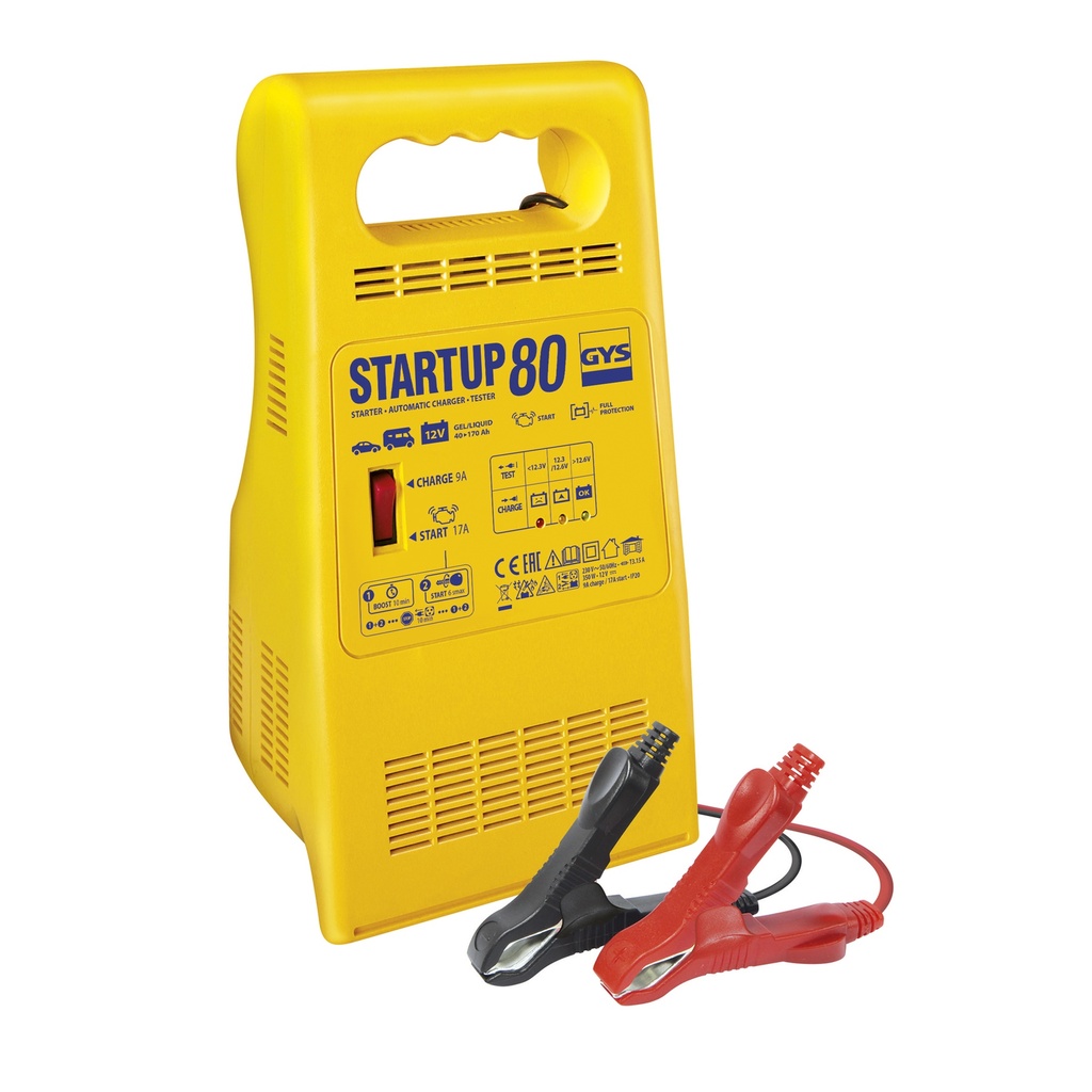 Akumuliatoriaus įkroviklis-paleidėjas su testeriu START UP 80, 12 V (024922, GYS)
