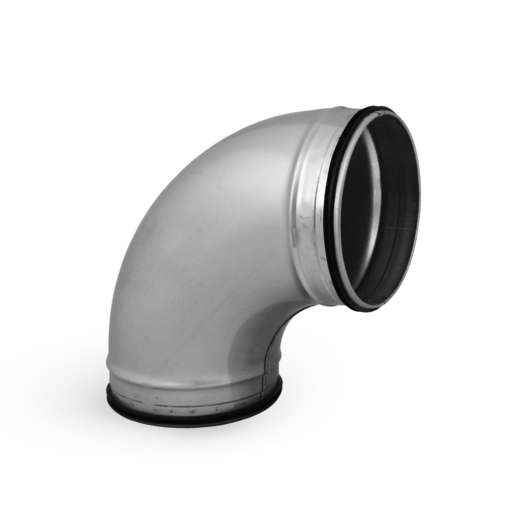 Līkums ar blīvēm, 90°, štancēta tērauda, 125 mm (AL125-90)