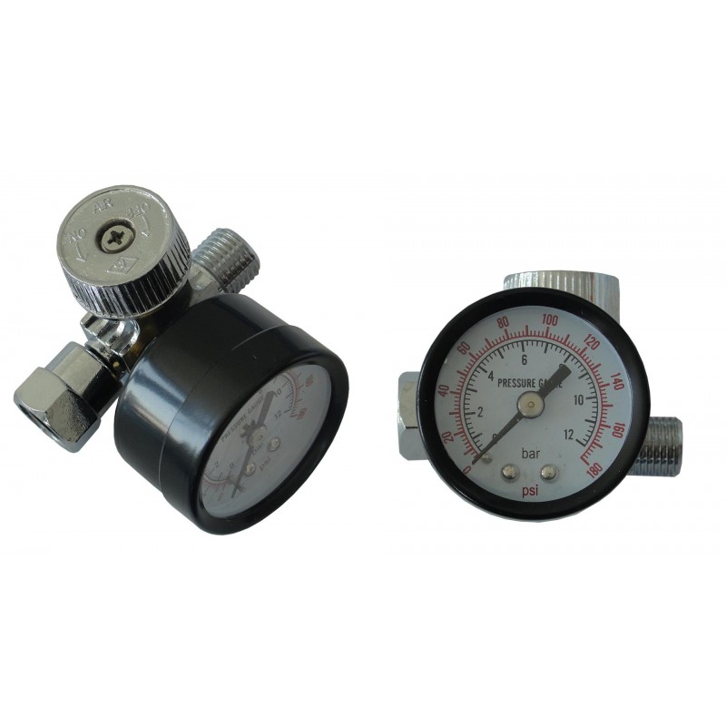 Slėgio reguliatorius su sausintuvu ir manometru 1/4" (42107, EUROLUBE)