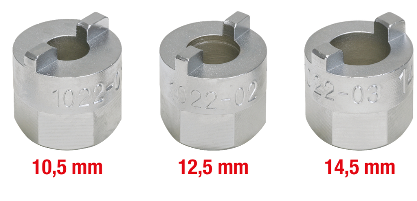 Spec. galvučių kompl. (3 vnt.) amortizatoriams atsukti