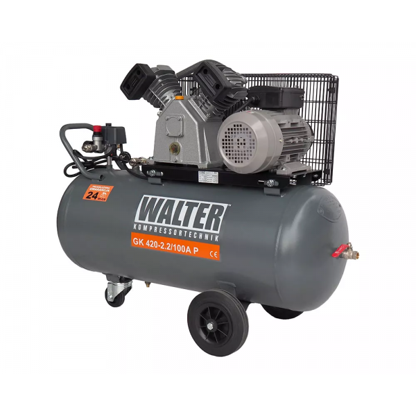 Virzuļu gaisa kompresors 340 l/min, 2,2 kW, 100 L (GK 420, WALTER)