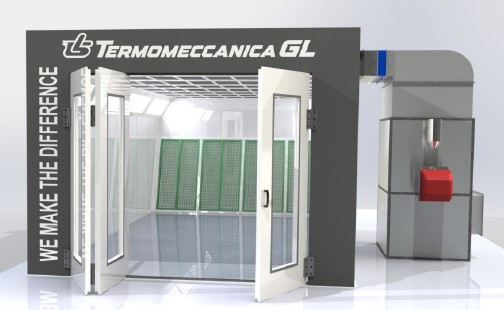 Uždaro tipo dažymo kabina ruošiniams ir baldams (GL/F, TERMOMECCANICA)