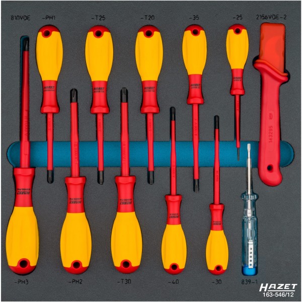 Screwdriver set with protective insulation, 12 pieces (163-546/12, HAZET)