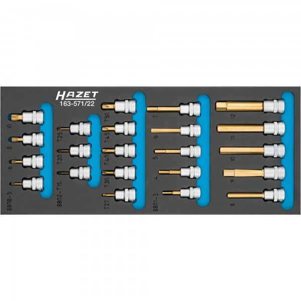 Screwdriver socket set, 22 pcs (163-571/22, HAZET)