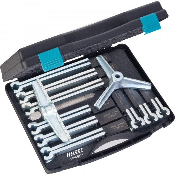 Puller set - 3-arm, 12 pieces (1786S/12, HAZET)