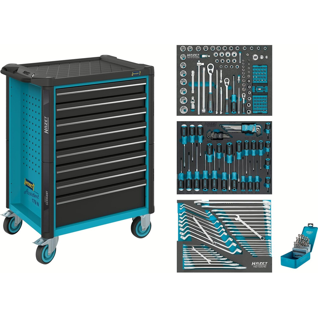 Instrumentu ratiņi Assistent 179N ar instrumentu komplektu, 228 gab. (179N-8/228, HAZET)