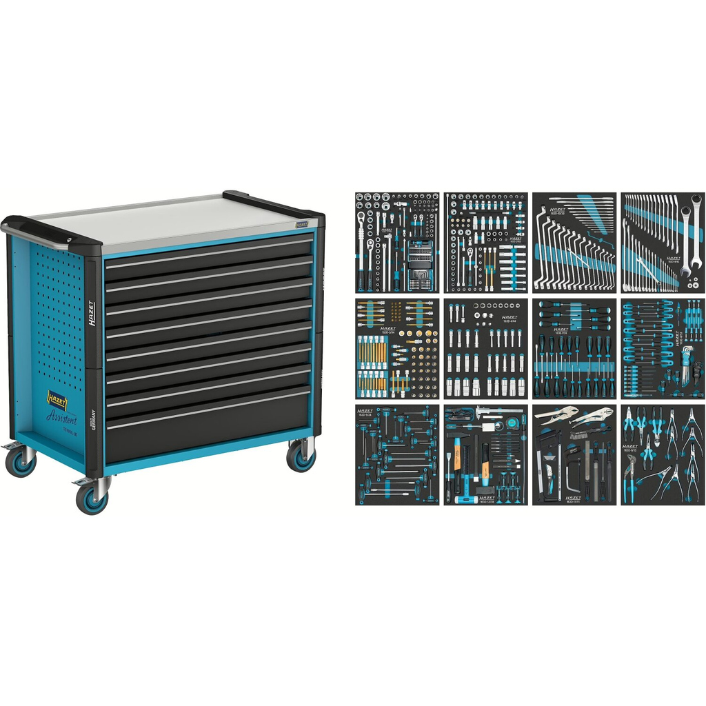 Instrumentu ratiņi Assistent 179NXXL ar 619 daļu instrumentu komplektu (179NXXL-8D/619, HAZET)