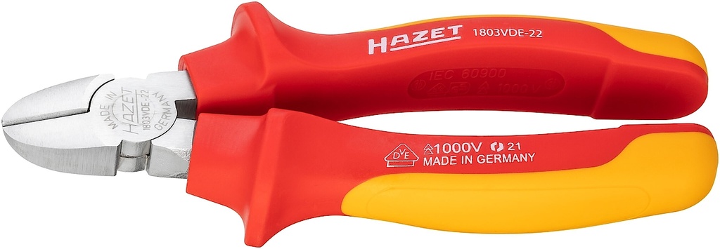 Diagonal cutter with protective insulation (VDE), 160 mm (1803VDE-22, HAZET)